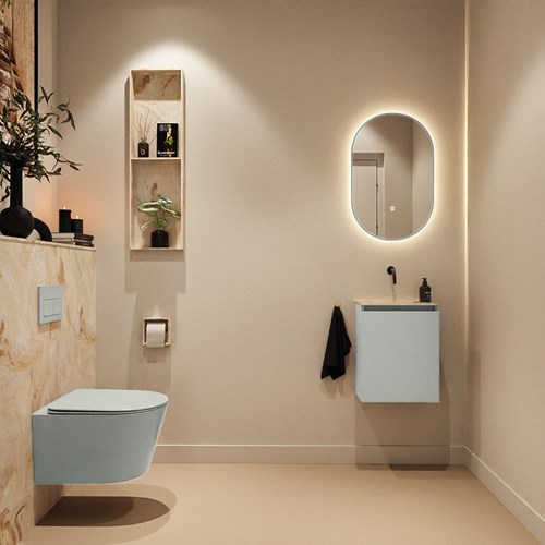 TURE-DLUX 40cm mobile lavabo Greey. Lavabo EDEN Frappe posizione Centro senza foro per il rubinetto.-3