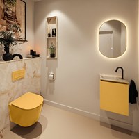 TURE-DLUX 40cm mueble fondo reducido Ocher. EDEN lavabo posición Izquierda Frappe. 1 orificio.-2