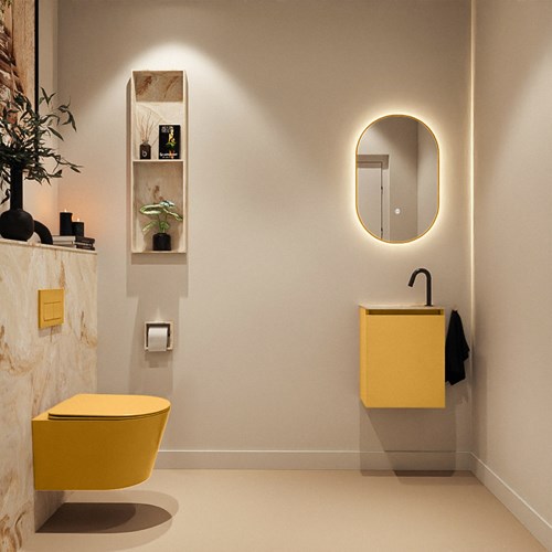TURE-DLUX 40cm mueble fondo reducido Ocher. EDEN lavabo posición Izquierda Frappe. 1 orificio.-3
