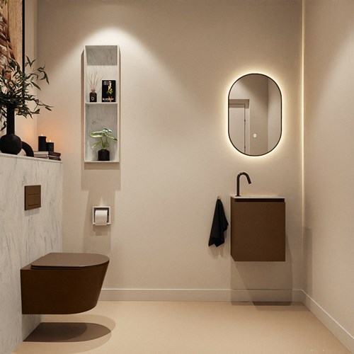 TURE-DLUX 40cm mueble fondo reducido Rust. EDEN lavabo posición Derecho Opalo. 1 orificio.-3