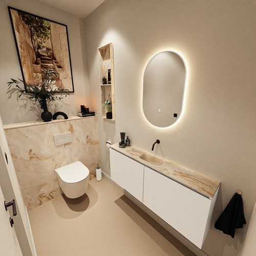 MONDIAZ GLOW specchio Oval 45x90cm Talc. Illuminazione LED con sensore di movimento tutto intorno.-3