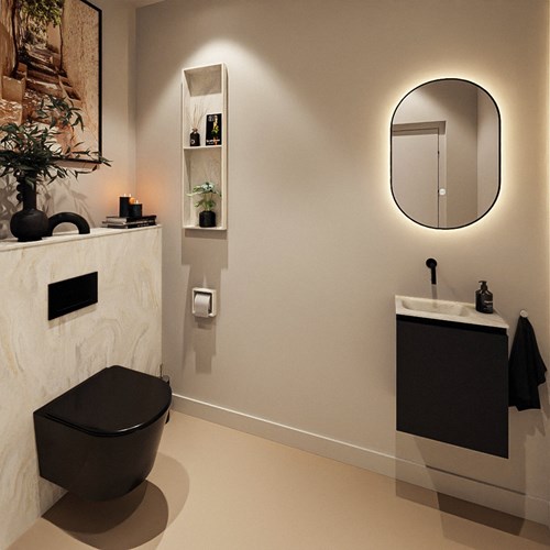 TURE-DLUX 40cm mobile lavabo Urban. Lavabo EDEN Ostra posizione Sinistra senza foro per il rubinetto.-2