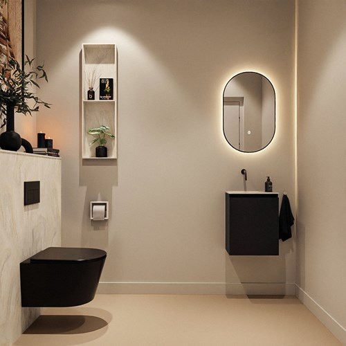 TURE-DLUX 40cm mueble fondo reducido Urban. EDEN lavabo posición Izquierda Ostra. sin orificio.-3