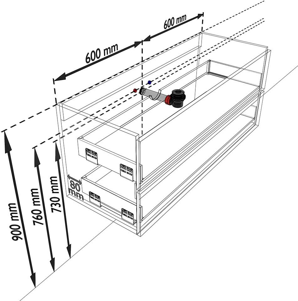 VICA 120 badmeubel washed oak 2 lades wastafel CLOUD midden 1 kraangat