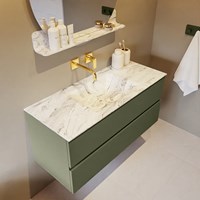 VICA-DLUX 110cm badmöbel Army 2 schubladen. Einbauwaschbecken CLOUD Mittig kein hahnloch, farbe Glace.-3
