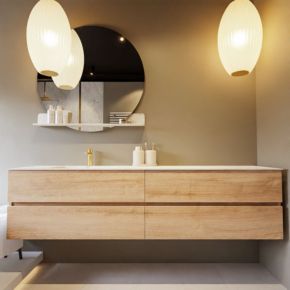 VICA-DLUX 200cm badmeubel onderkast Washed Oak 4 lades. Inbouw