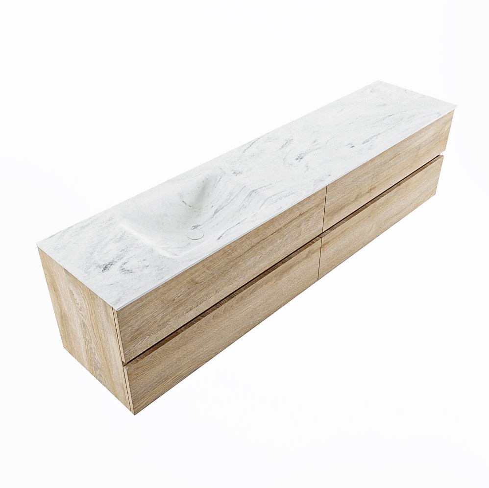 ゆー VICA-DLUX 200cm badmeubel onderkast Washed Oak 4 lades. Inbouw