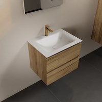 AIVY 60cm badmeubel Chai, wastafel Talc solid surface midden 1 kraangat