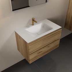 AIVY 80cm mobili da bagno Chai. Lavabo Talc Solid surface Centro 1 foro per rubinetto.
