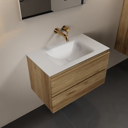 AIVY 80cm mobili da bagno Chai. Lavabo Talc Solid surface Centro senza foro per il rubinetto.