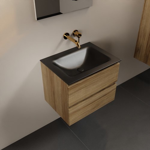 AIVY 60cm badmeubel Chai, wastafel Urban solid surface midden zonder kraangat