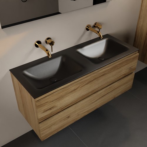 AIVY 120cm badmeubel Chai, wastafel Urban solid surface dubbel zonder kraangat