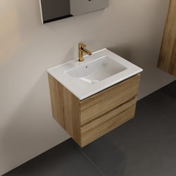 AIVY 60cm mobili da bagno Chai. Lavabo Bianco lucido Ceramica Centro 1 foro per rubinetto con Specchio.