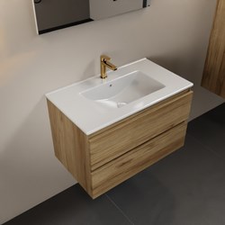 AIVY 80cm mobili da bagno Chai. Lavabo Bianco lucido Ceramica Centro 1 foro per rubinetto.