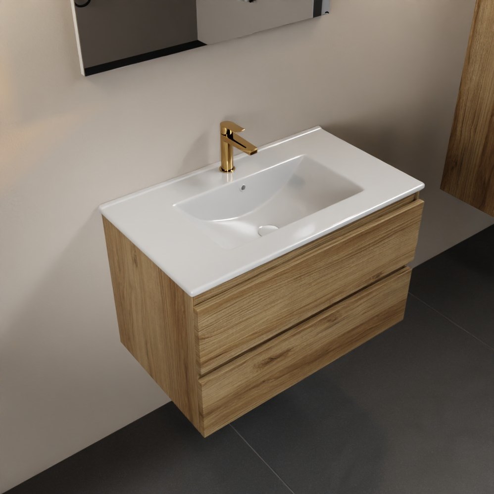 Badkamermeubel Sally Freedom Licht Eiken 80cm met wastafelblad - - Online Sanitairwinkel