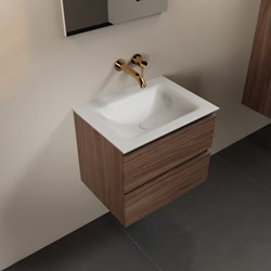 AIVY 60cm mobili da bagno Mocha. Lavabo Talc Solid surface Centro senza foro per il rubinetto.