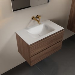 AIVY 80cm badmeubel Mocha, wastafel Talc solid surface midden zonder kraangat