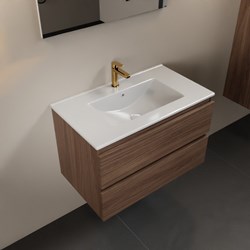 AIVY 80cm badmeubel Mocha, wastafel glanzend wit keramiek midden 1 kraangat