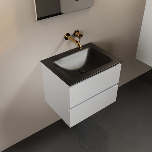 AIVY 60cm badmeubel Talc, wastafel Urban solid surface midden zonder kraangat