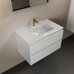 AIVY 80cm badmeubel Talc, wastafel glanzend wit keramiek midden 1 kraangat