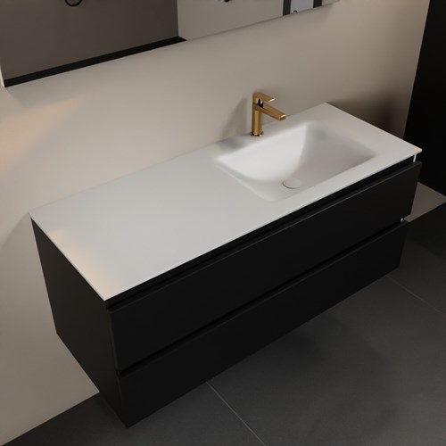 AIVY 120cm badmeubel Urban, wastafel Talc solid surface rechts 1 kraangat