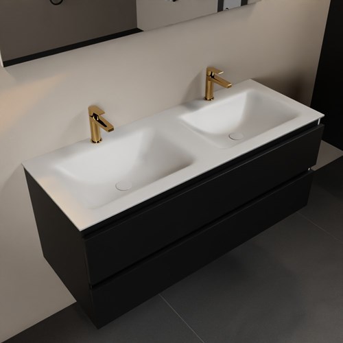 AIVY 120cm badmeubel Urban, wastafel Talc solid surface dubbel 2 kraangaten