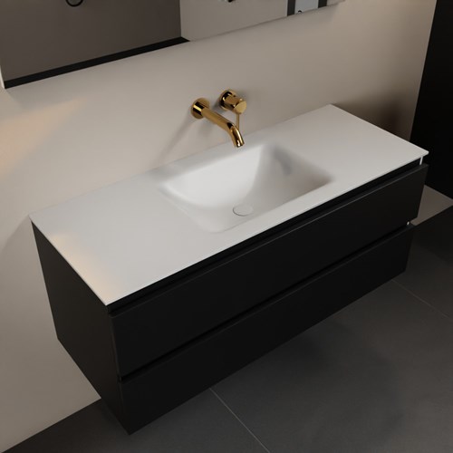 AIVY 120cm badmeubel Urban, wastafel Talc solid surface midden zonder kraangat met Spiegel