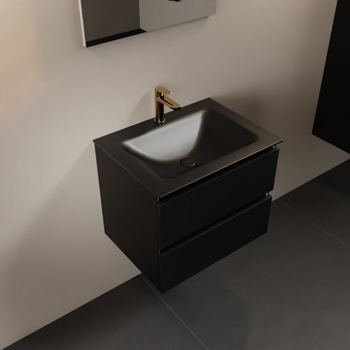 AIVY 60cm badmeubel Urban, wastafel Urban solid surface midden 1 kraangat met Spiegel