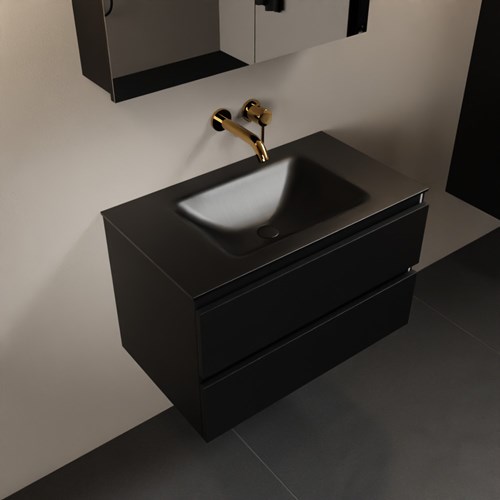 AIVY 80cm badmeubel Urban, wastafel Urban solid surface midden zonder kraangat met Spiegelkast