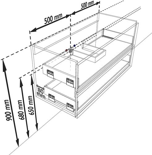Aansluitmaten | AIVY | 100cm | Midden