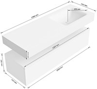 Lijntekening | ALAN 2 | Onderkast 130cm | Rechts | 1 Lade