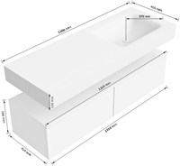 Lijntekening | ALAN 2 | Onderkast 130cm | Rechts | 2 Lades