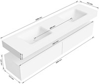 Lijntekening | ALAN 2 | Onderkast 190cm | Dubbel | 2 Lades