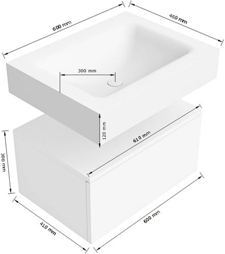 Lijntekening | ALAN 2 | Onderkast 60cm | Midden | 1 Lade