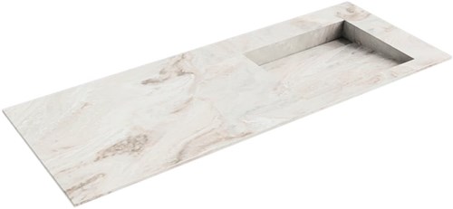 AVON Frappe solid surface inbouw wastafel 121cm. Positie wasbak Rechts. 