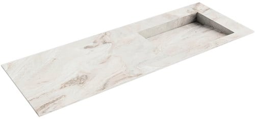 AVON Frappe solid surface inbouw wastafel 130cm. Positie wasbak Rechts. 
