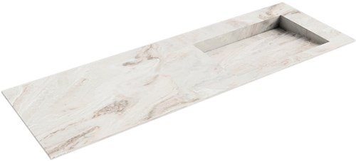 AVON Frappe solid surface inbouw wastafel 140cm. Positie wasbak Rechts. 