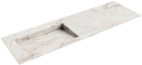 AVON Frappe solid surface inbouw wastafel 150cm. Positie wasbak Links. 