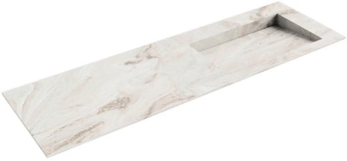 AVON Frappe solid surface inbouw wastafel 150cm. Positie wasbak Rechts. 