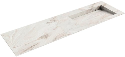 AVON Frappe solid surface inbouw wastafel 161cm. Positie wasbak Rechts. 
