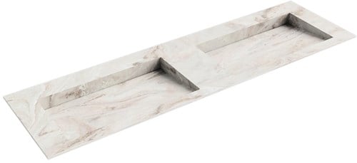 AVON Frappe solid surface inbouw wastafel 160cm. Positie wasbak Dubbel. 