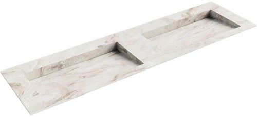 AVON Frappe solid surface inbouw wastafel 170cm. Positie wasbak Dubbel. 