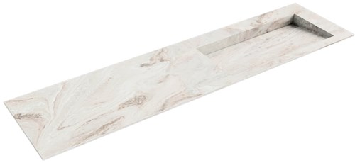 AVON Frappe solid surface inbouw wastafel 180cm. Positie wasbak Rechts. 
