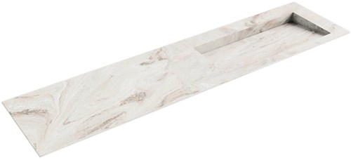AVON Frappe solid surface inbouw wastafel 191cm. Positie wasbak Rechts. 