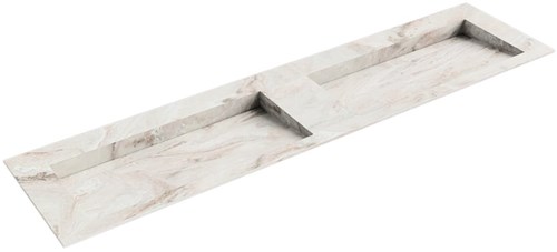 AVON Frappe solid surface inbouw wastafel 190cm. Positie wasbak Dubbel. 