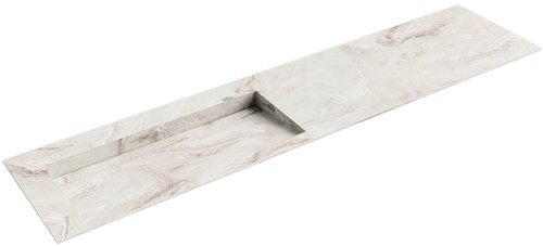 AVON Frappe solid surface inbouw wastafel 201cm. Positie wasbak Links. 