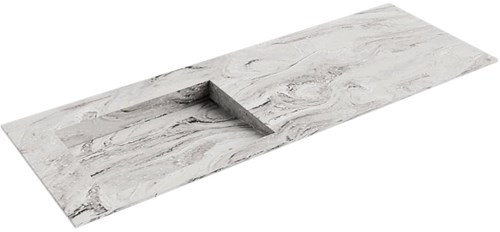 AVON Glace solid surface inbouw wastafel 131cm. Positie wasbak Links. 