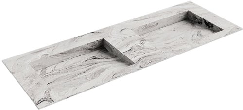 AVON Glace solid surface inbouw wastafel 130cm. Positie wasbak Dubbel. 