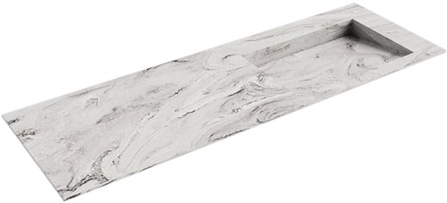 AVON Glace solid surface inbouw wastafel 141cm. Positie wasbak Rechts. 