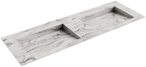 AVON Glace solid surface inbouw wastafel 140cm. Positie wasbak Dubbel. 